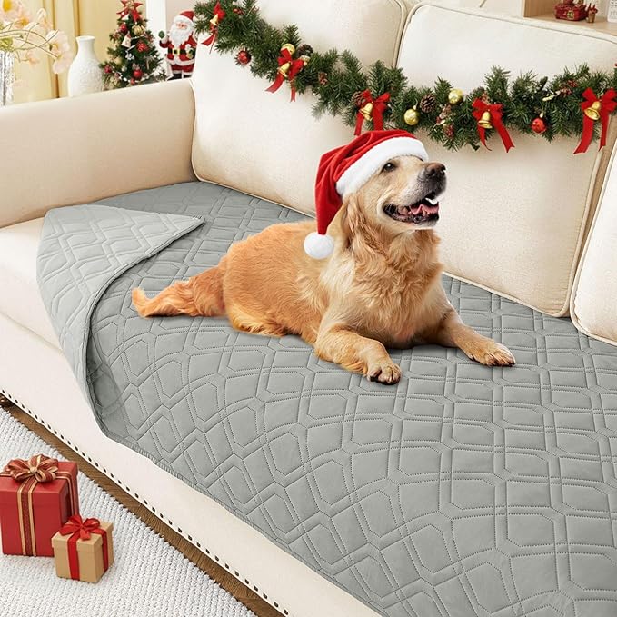 hyha Waterproof Dog Bed Blanket, Soft Pet Blankets, Waterproof Couch Cover for Dogs, Reversible Sofa Covers Washable for Furniture (30x70 Inch, Grey/Light Grey)