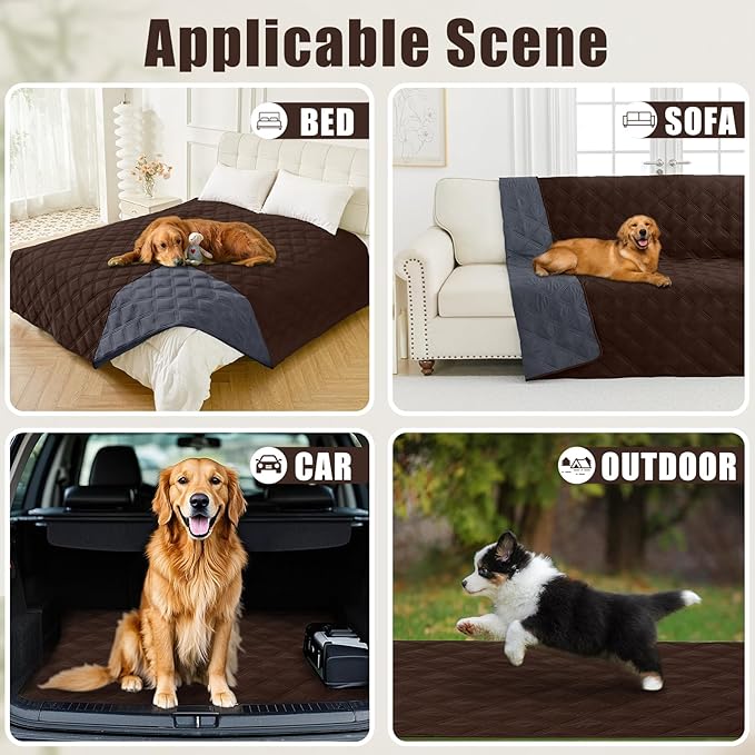 Smiry Waterproof Dog Bed Cover Blanket 30x53, Soft Reversible Pet Blanket, Washable Leakproof Cats Dogs Couch Cover for Sofa, Couch, Furniture, Lattice, Chocolate/Dark Grey