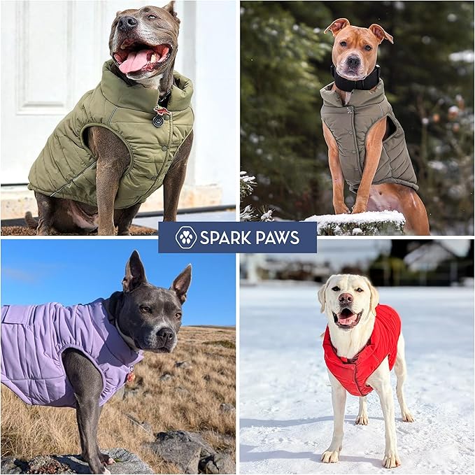 Spark Paws Dog Winter Jacket, Water-Resistant Coat, Warm Reflective Windproof Fleece-Interior, for Medium and Large Dogs - Cosmic - L