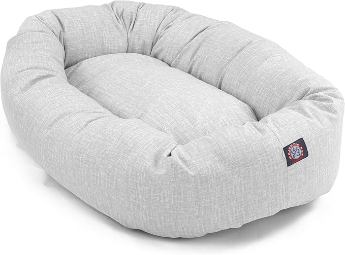 Majestic Pet 52 Inch Bagel Calming Dog Bed Washable – Cozy Soft Round Dog Bed with Spine Support for Dogs to Rest Their Head - Fluffy Donut Puppy Mat 52x35x11 (Inch) X-Large – Gray
