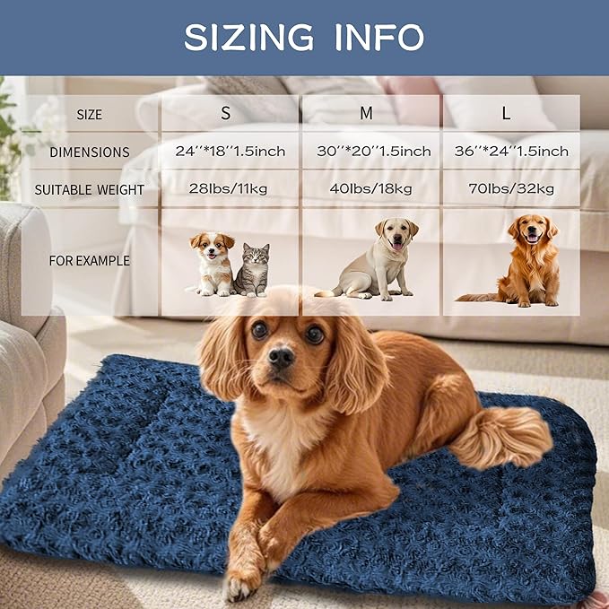 Dog Bed Mat - Reversible Dog Crate Bed Mats, Soft & Breathable Kennel Pad, Durable Crate Bed for Small Medium Large Dogs & Cats