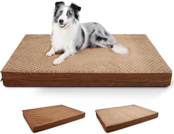 Sytopia Indestructible 42" Dog Bed for Large Dogs – Waterproof, Washable, Removable Cover, Thick Orthopedic Support, Durable Multi- Size Comfort Clearance Indoor Flat Dog Bed
