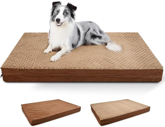 Sytopia Indestructible 42" Dog Bed for Large Dogs – Waterproof, Washable, Removable Cover, Thick Orthopedic Support, Durable Multi- Size Comfort Clearance Indoor Flat Dog Bed