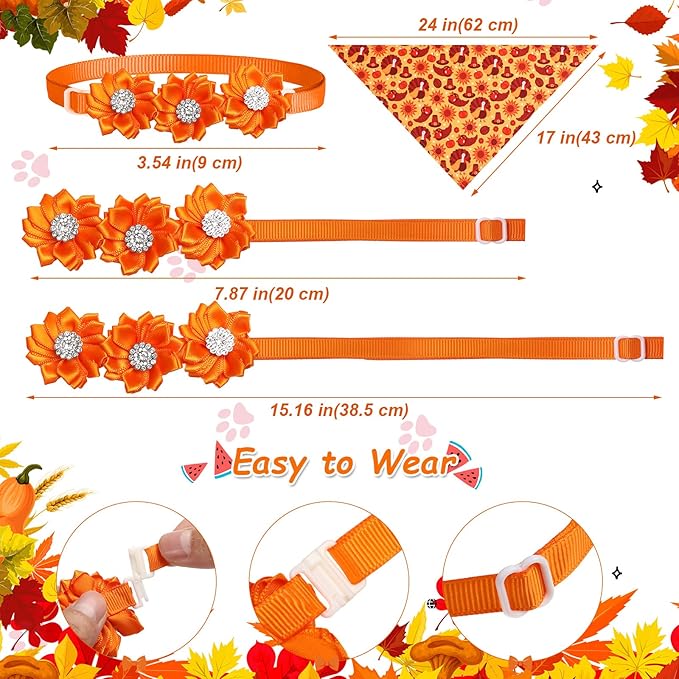 Reginary 40 Pcs Thanksgiving Dog Bow Ties Set 26 Fall Pet Bow Ties 10 Turkey Maple Leaf Neckties 4 Autumn Dog Bandana for Puppy Thanksgiving Grooming Accessories