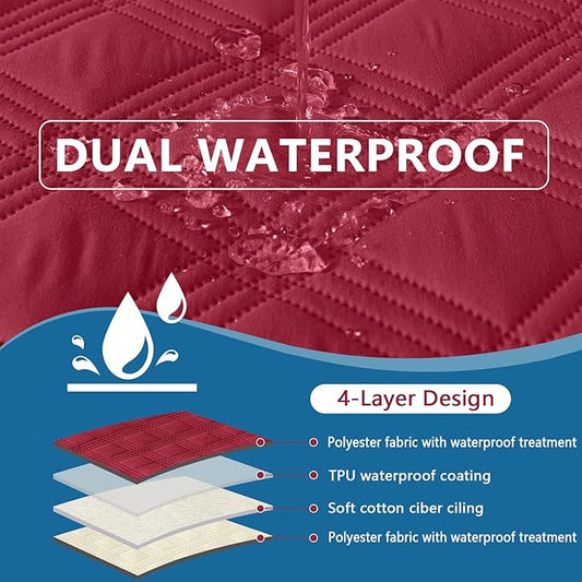 hyha Waterproof Dog Blanket, Reversible Pet Bed Blanket, Soft Sofa Couch Cover for Dogs Washable, Waterproof Pet Couch Covers for Sofa Puppy Cats Furniture Protector(30"x53", Wine Red/Beige)