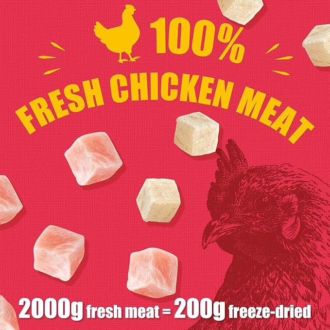 Just Try 7.04 oz Freeze Dried Chicken Cat & Dog Treats Food Topper Raw Single Ingredient High Protein Grain Free Healthy Dog Training Treats