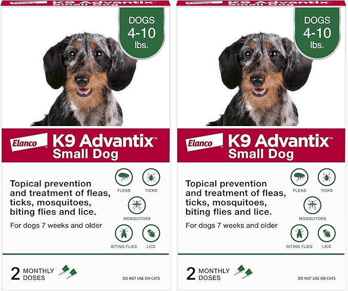 K9 Advantix Flea, Tick & Mosquito Prevention for Dogs 4-10 lbs. | Flea Drops for Small Dogs | Apply Monthly | 2 Treatments (Pack of 2)