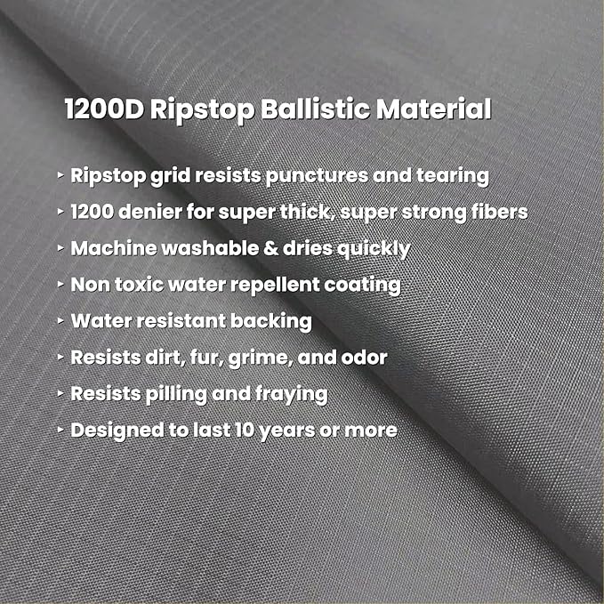K9 Ballistics Tough Ripstop Dog Crate Pad - Durable, Machine Washable Kennel & Travel Mat for Large Dogs, 41 x 27 Fits 42" Wire Crates, Blue Quartz