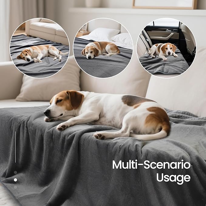 Waterproof Dog Blanket for Couch,Pee Proof Pet Blanket with 3-Layer Protection,Reversible Sherpa & Flannel Furniture Protector for Sofa Bed Car,Gifts for Cat Dog Lovers Christmas,60"x80",Grey