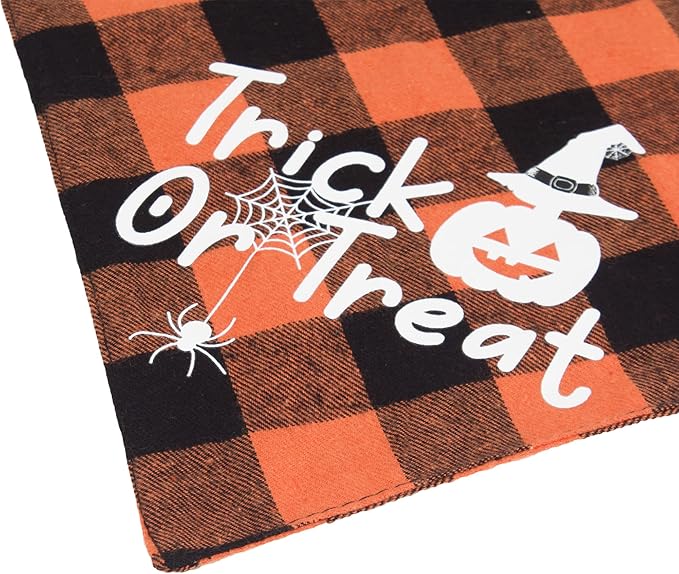 ADOGGYGO Halloween Dog Bandanas, Classic Orange Purple Plaid Pet Scarf Bib, Premium Cotton Fabric, Multiple Sizes, Halloween Bandanas for X-Large Dogs Pets (X-Large)