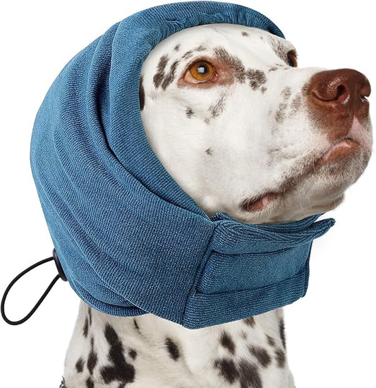 AOFITEE Dog Calming Hoodie - Anti-Slip Dog Ear Muffs Cover for Noise Anxiety, No Shake Ear Wrap for Dogs Hematoma, Adjustable Dogs Headband for Grooming, Fireworks, Thunderstorms, Blue M