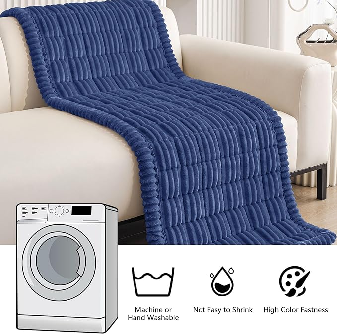 Smiry Couch Cover for Dogs Washable, Non Slip Fuzzy Pet Couch Covers for 3 Cushion Sofa Pet Friendly, Thick Soft Sofa Slipcovers Cushion Protector (Navy Blue, 27.6" x 82.7")