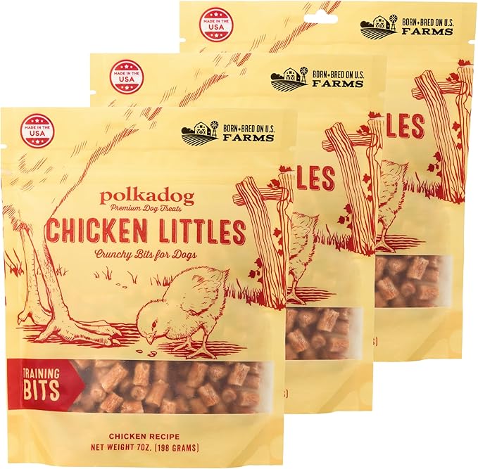 Polkadog Chicken Littles Crunchy Training Bits 3-Pack – All Natural, Limited Ingredient Healthy Training Treats for Dogs. Handcrafted in USA. Great for Dogs with Allergies – 7oz (Pack of 3)