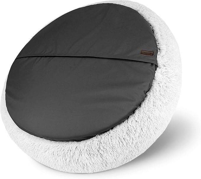 The Dog's Bed Sound Sleep Donut Dog Bed, Ice White Fur XL, Veterinary Approved