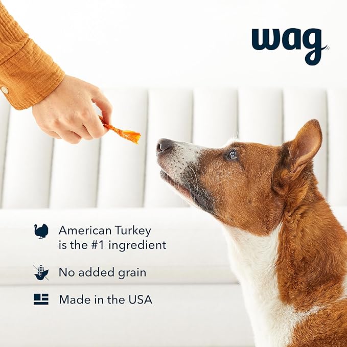 Amazon Brand - Wag Soft & Tender American Jerky Dog Treats – Turkey Recipe (6 oz)