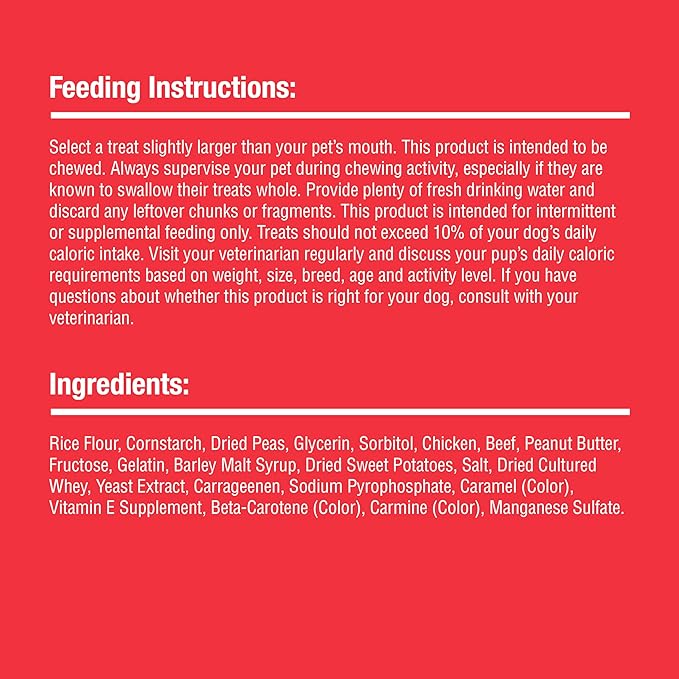 Dreambone Triple Flavor Twisties Chews for Dogs, 25 Count, Treat Your Dog to Rawhide-Free Chews Made with Real Chicken, Beef and Peanut Butter