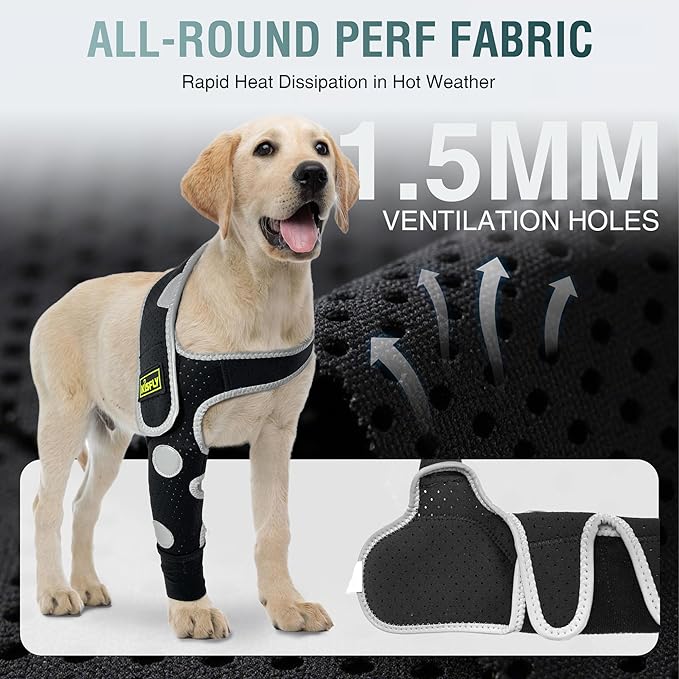 Dog Elbow Brace & Dog Front Leg Brace – Dog Elbow Protector for Hygroma, Pressure Sores, Breathable Dog Sleeves for Front Legs, Reflective – Right Leg, M
