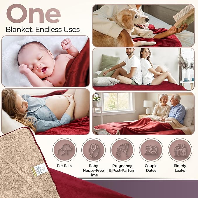 Sacred Weapon Waterproof Blanket for Bed 80″ x 50″ – Dual Sherpa & Micro-Velvet – This Love Blankets for Couples Waterproof are Washable & Dryer Safe – Dark Red Water Proof Blanket for Couch