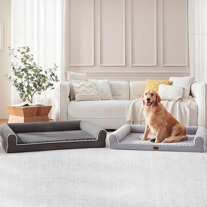Large Dog Beds Large Sized Dogs, Orthopedic XXL XL Dog Bed for Medium Size Dogs, Big Waterproof Couch Sofa with Removable Washable Cover for Pet, Dark Grey, 48"*35"*8"