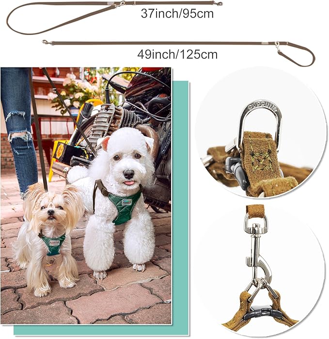 Puppytie No Pull Small Dog Harness with Multifunction Dog Leash,Lightweight Soft Adjustable No Choke Escape Proof Pet Harness Vest Pet Harness Vest,Glossy Dark Green,S