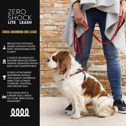 EzyDog Zero Shock LITE Dog Leash - Shock Absorbing Bungee Leash for Dogs That Pull or Excite - Dual Handle and Reflective for Medium, or Small Dogs (48", Blue)