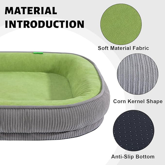 Orthopedic Dog Bed for Large Dogs Sofa Bed with Egg Crate Foam Dog Couch Bed with Four-Sided Bolster, Removable Cover & Non-Slip Bottom L