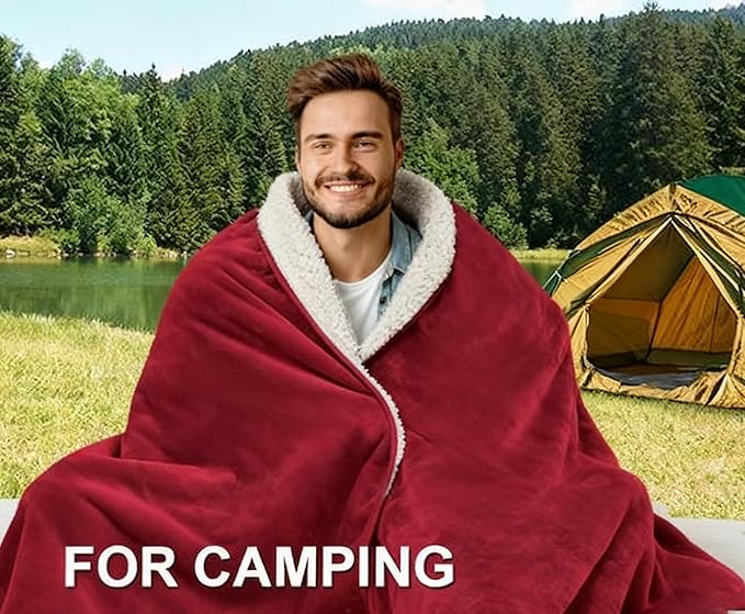 Waterproof Blanket for Couples – Ideal for Couch & Bed Splash Proof Sherpa Throw, Leakproof TPU Layer, Stain Resistant Washable Bed Protector – Burgundy, 80"x60"
