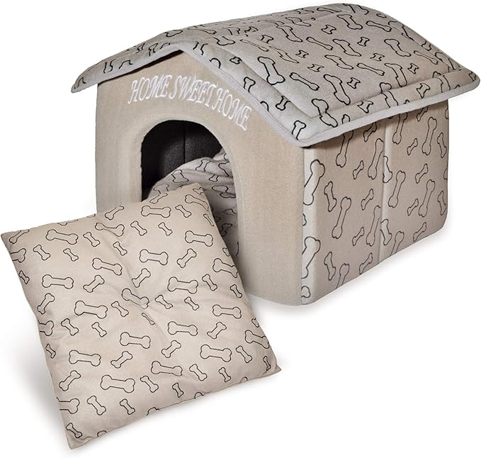 Best Pet Supplies Dog House Bed Crate Mat Tent Indoor Round Soft Plush for Small, Medium, and Large Breeds - Light Brown, 16 x 16 x 14"