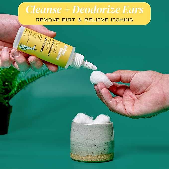 Dog Ear Cleaner - 8 Fl Oz of Dog Ear Wash - Drops to Dissolve Wax, Combat Odor, and Support Healthy Ears - Made with Chamomile, Honey, and Aloe - Made in The USA