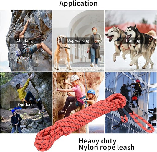 Long Dog Leash for Training 15Ft-Reflective Nylon Rope with Swivel Hook-Recall Agility Lead for Large Small Medium Dogs Outside Walking Hiking-Orange Diam 1/2"