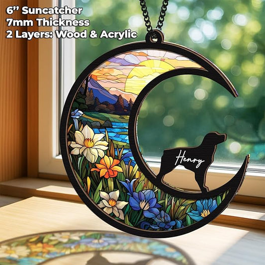 6'' Brittany Dog Memorial Suncatcher Personalized Name Breed Pet Ornament Window Car Hanging Sympathy Gift for Loss of Pet Passed Away Remembrance Gift for Dog Lovers SCD-B11-6-66