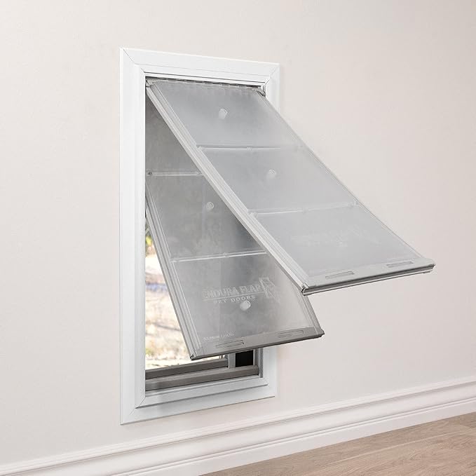 Endura Flap Pet Door for Walls in White | Energy-Efficient Double Flap Design for Wall Installations | All-Weather Protection with All-Metal Telescoping Tunnel | White, Large, Double Flap