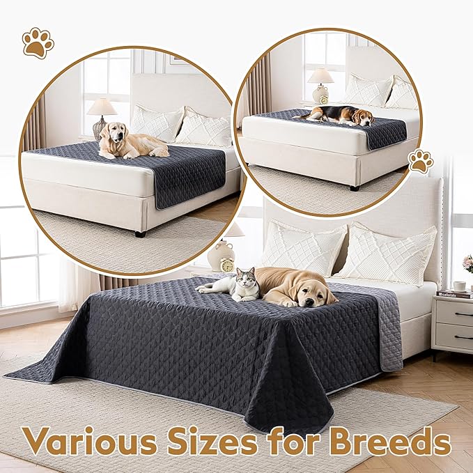 100% Double-Sided Waterproof Blanket, Couch Cover for Dogs Washable, Reversible Dog Bed Cover. (Dark＆Light Grey, 68 X 82 Inch - 1 Pack)