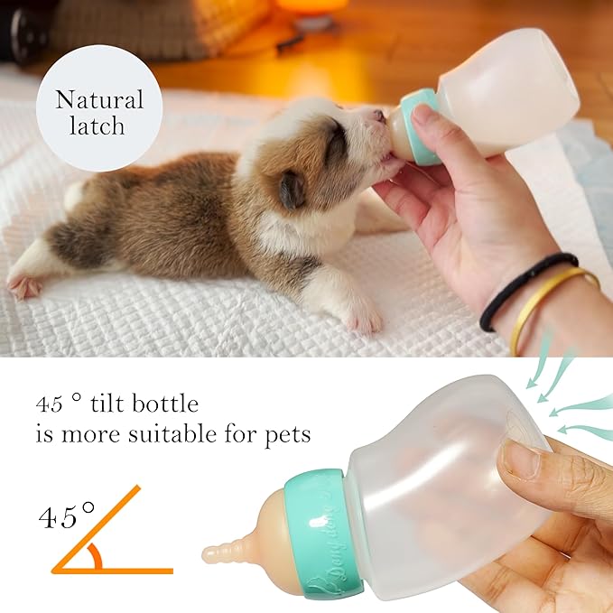 Puppy Feeder Bottle,Silicone Feeding Nipple and Syringes for All Breed of Puppies and Other Animals Dongdong pet
