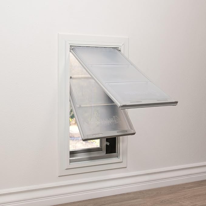 Endura Flap Pet Door for Walls in White | Energy-Efficient Double Flap Design for Wall Installations | All-Weather Protection with All-Metal Telescoping Tunnel | White, Medium, Double Flap