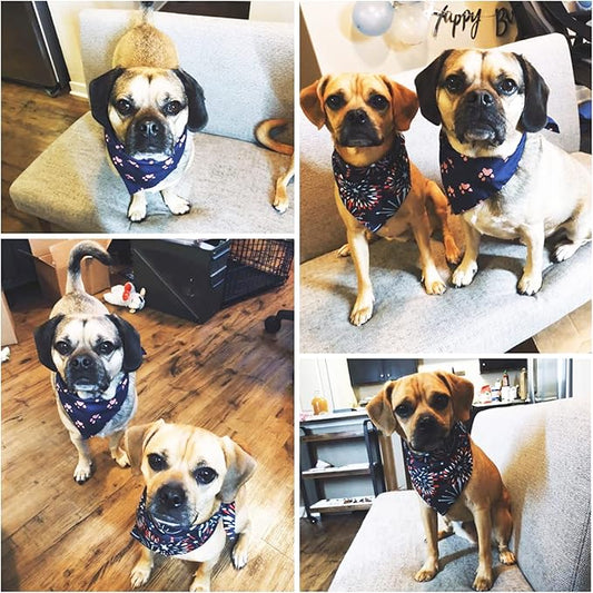 ADOGGYGO American Flag Dog Bandana, Multiple Sizes Offered, Triangle 4th of July Bandanas for Medium Large Dogs (Large)