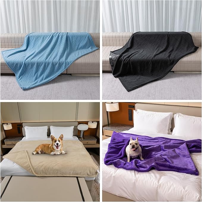 Blue Pet Blankets for Dogs Reversible Waterproof Pets Bed Cover Puppy Cat Blankets Leakproof Sofa Couch Washable Covers Doggie Beds Mats for Warm-Lake Blue,XL