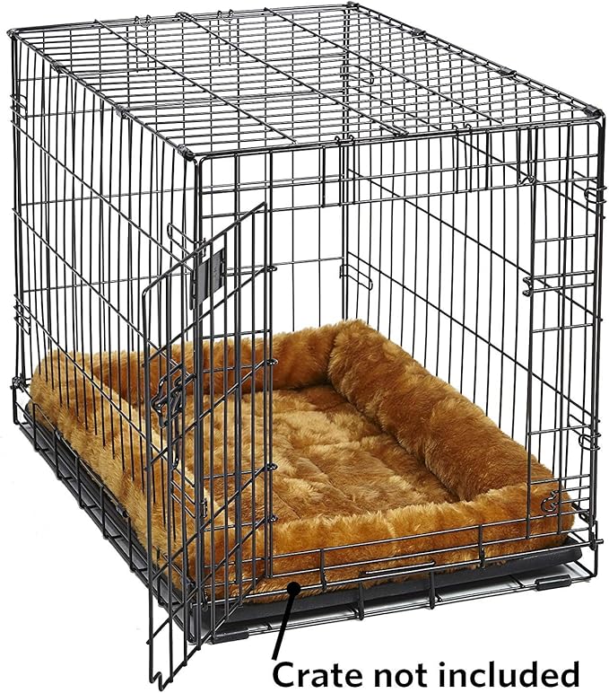 MidWest Homes for Pets QuietTime XS Dog Bed – Cinnamon Faux Fur Bolster, Ultra-Soft and Machine Washable, Fits 22-Inch Crates and Carriers, for Small Dogs and Cats