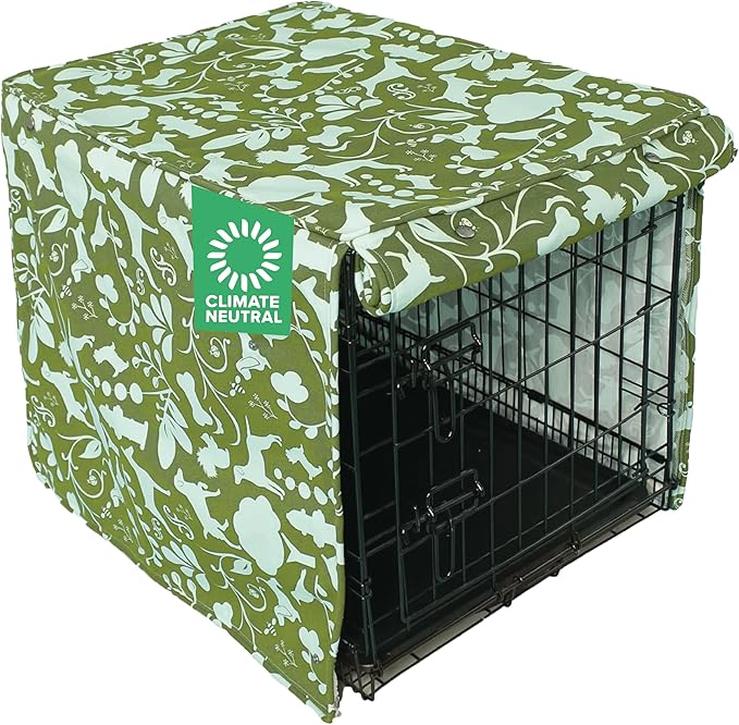 Molly Mutt Amarillo by Morning Dog Crate Cover, 100% Cotton Canvas Cover with 2 Roll-Up Panels, Ideal for Dog or Cat Crate, Durable, Washable, and Free of Harmful Chemicals, 24" x 18" x 21"