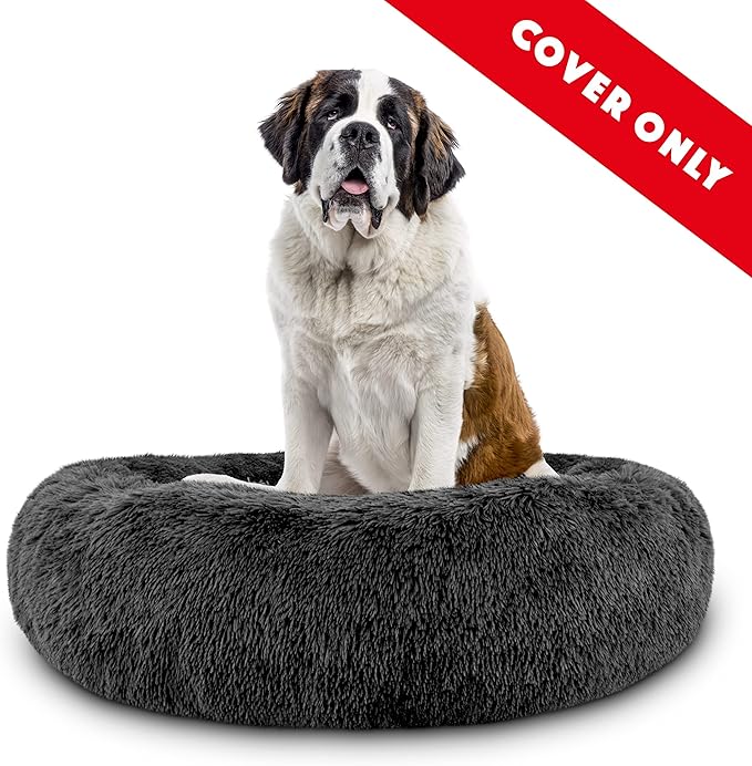 The Dog's Bed Replacement Cover ONLY for The Dog’s Bed Sound Sleep Donut Dog Bed, Grey Fur XXL, Veterinary Approved