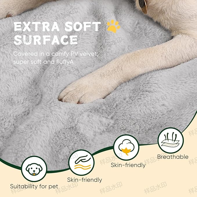 Dog Crate Pad, Kennel Bed Crate Mat for Small Dogs, Washable Cute Pet Bed for Dog Cage, Ultra Soft Flat Puppy Cat Kitten Pillow Cushion for Sleeping Anti-Slip (24" x 18", Grey)