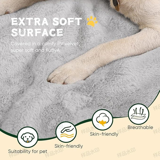 Dog Crate Pad, Kennel Bed Crate Mat for Small Dogs, Washable Cute Pet Bed for Dog Cage, Ultra Soft Flat Puppy Cat Kitten Pillow Cushion for Sleeping Anti-Slip (24" x 18", Grey)