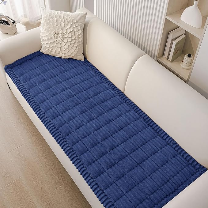 Smiry Couch Cover for Dogs Washable, Non Slip Fuzzy Pet Couch Covers for 3 Cushion Sofa Pet Friendly, Thick Soft Sofa Slipcovers Cushion Protector (Navy Blue, 27.6" x 88")