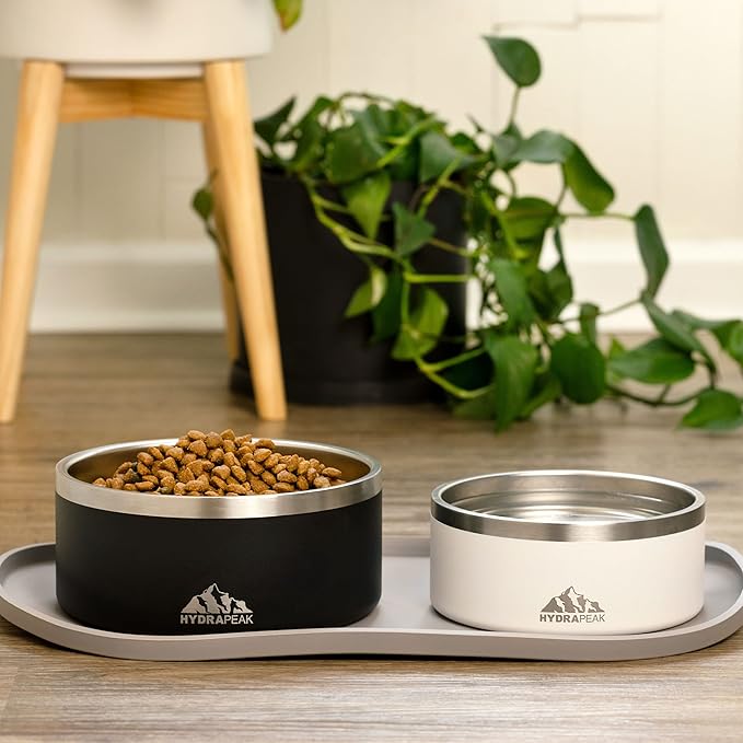 Hydrapeak Dog Bowl; Non Slip Stainless Steel; Water and Food Dish; Large Sized and Small Dogs; 32oz 64oz; Multiple Sizes | 8 Cup | Navy
