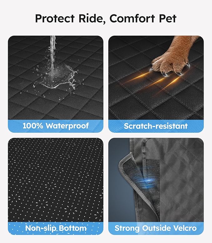 Wigoo Upgrade Soft Dog Car Seat Cover for Back Seat, [Protect Interior, Waterproof & Easy to Clean] Soft Bottom Backseat Dog Car Hammock, Fits for Large Car/Truck/SUV, Size L, Black Blue