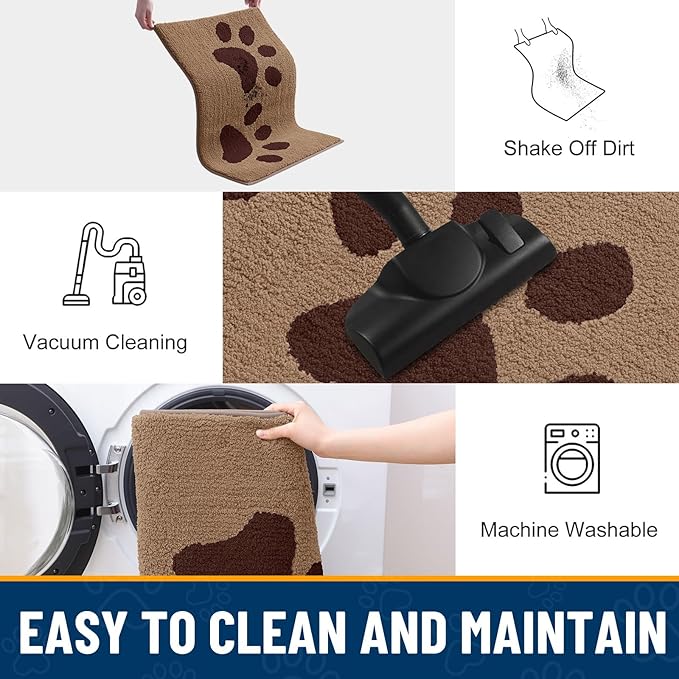 Smiry Dog Door Mat for Muddy Paws 47x24, Dirt Trapper Non Slip Washable Indoor Doormats, Absorbent Entryway Carpet for Inside Floor, Beige