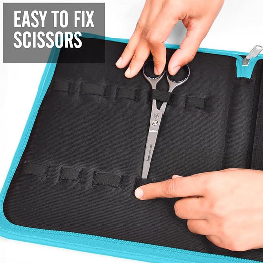 Case Holds 10 Grooming or Beauty Shears (TURQUOISE)