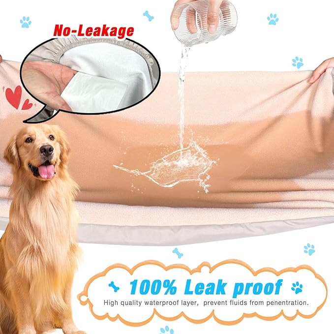 Dog Bed Covers Replacement Washable 100% Waterproof Dog Bed Sheets, Soft & Noiseless Pet Bed Cover, 2 Pack, 36" x 27" Beige