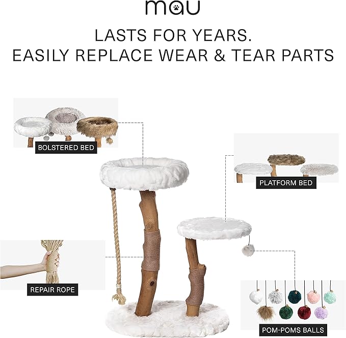 Mau Lifestyle Gray Rizzo Cat Tree, 32" H, 27 LBS, Grey/Gray