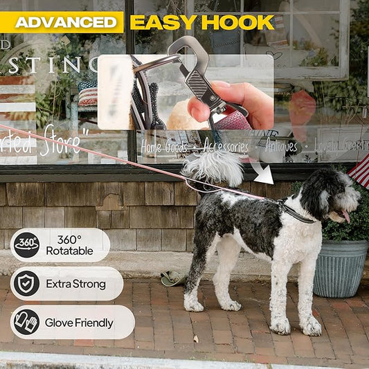 Fida 10ft Heavy Duty Dog Leash with 2 Comfortable Padded Handles, Traffic Handle & Advanced Easy Snap Hook, Reflective Walking Lead for Large, Medium & Small Breed Dogs, Pink